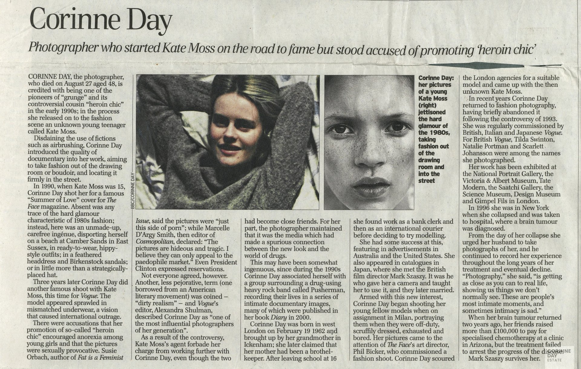 Obituaries – Corinne Day, The Daily Telegraph, 11 Sep 2010 — Image 1 of 1