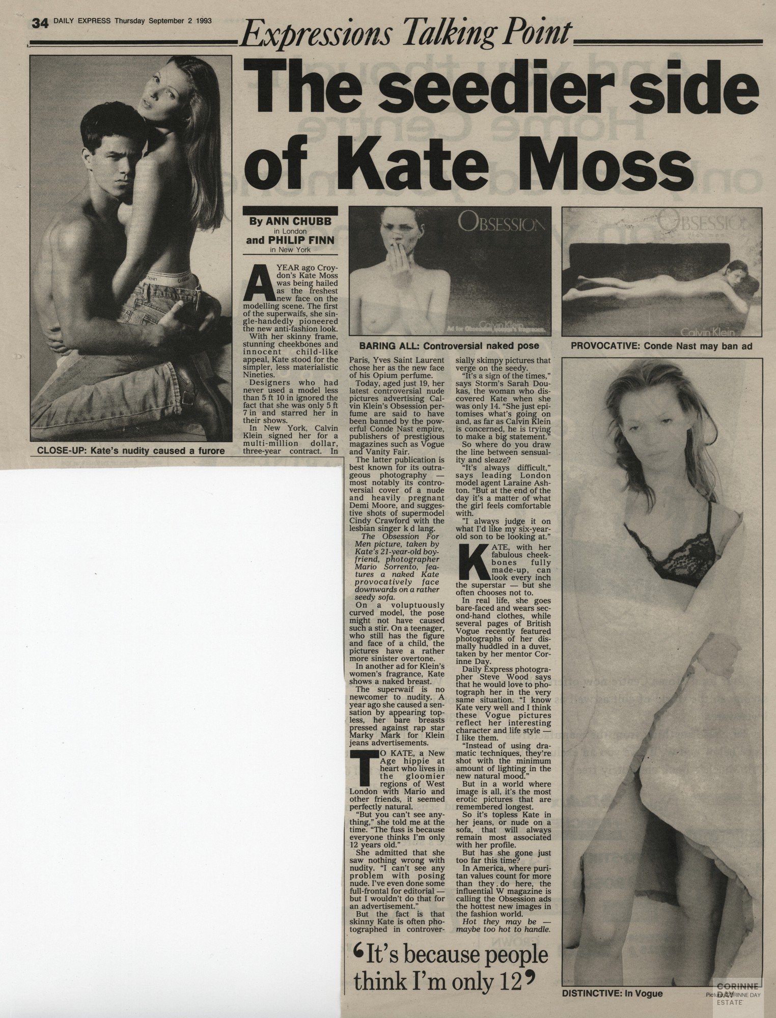 The seedier side of Kate Moss, Daily Express, 2 Sep 1993 — Image 1 of 1