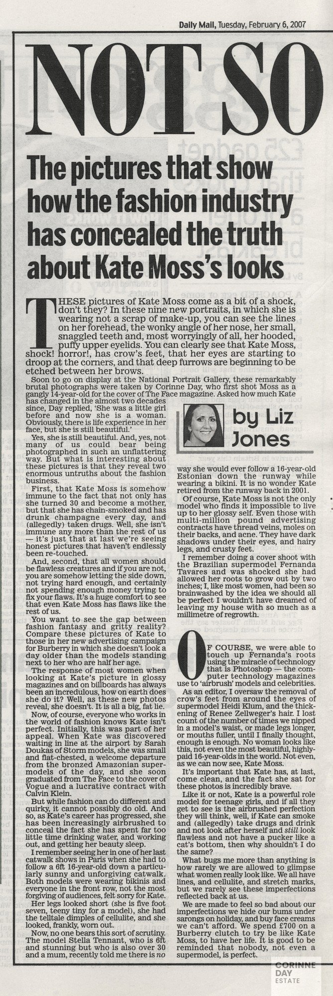 NOT SO PERFECT KATE, Daily Mail, 6 Feb 2007 — Image 1 of 2
