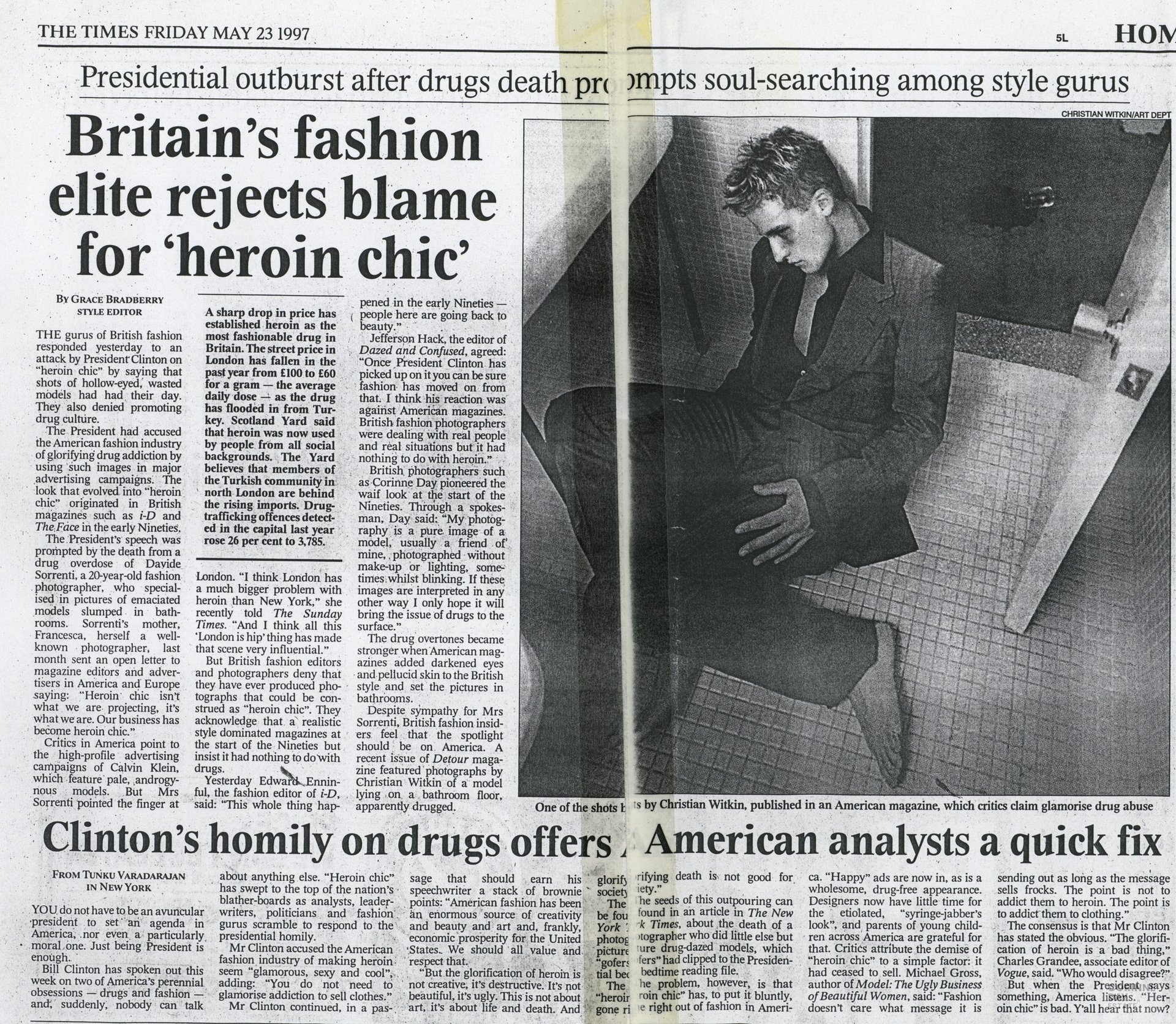 Britain's fashion elite rejects blame for 'heroin chic', The Times, 23 May 1997 — Image 1 of 1