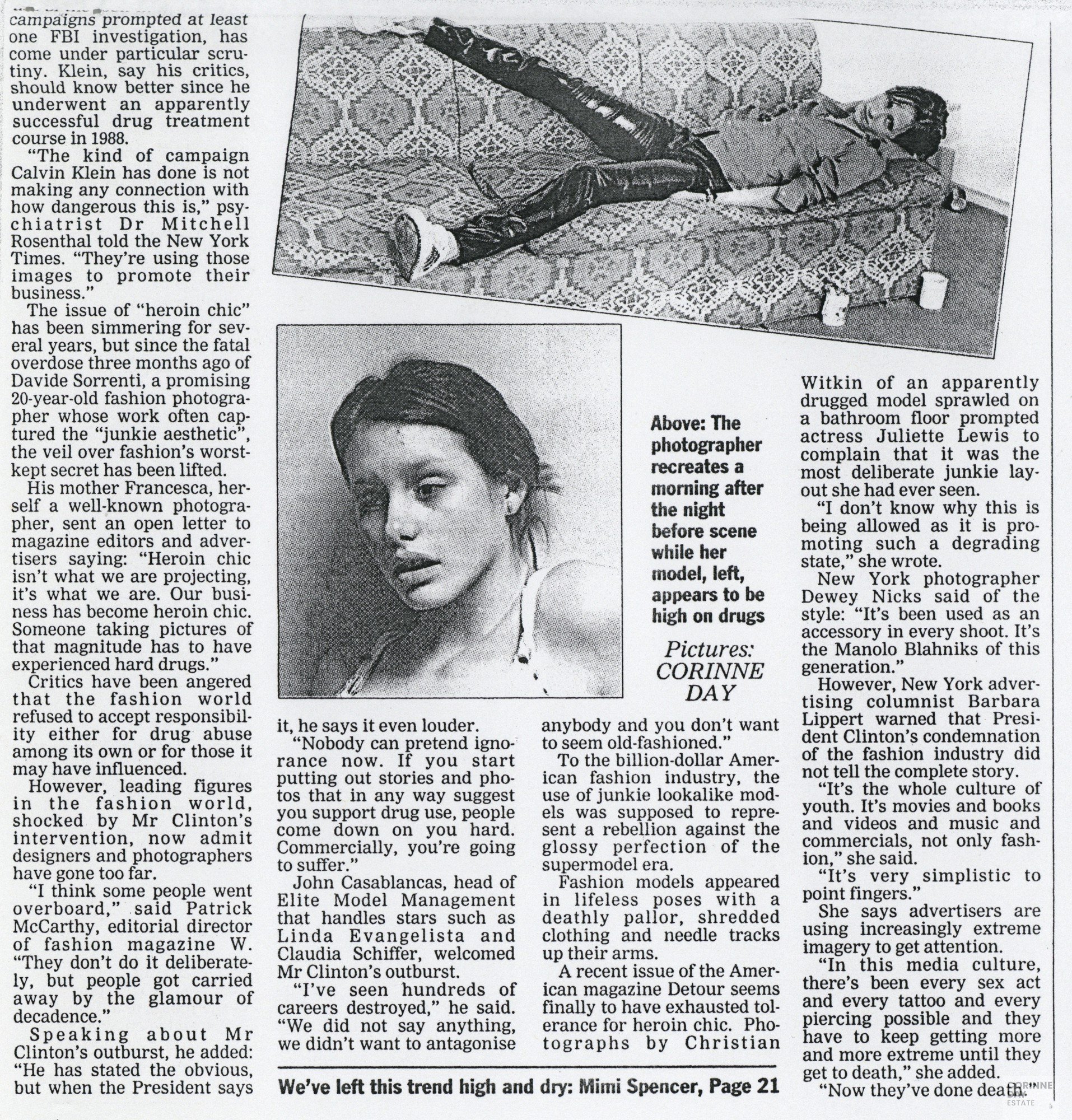 Clinton rages at fashion industry over sick taste for 'heroin chic', Evening Standard, 22 May 1997 — Image 2 of 2