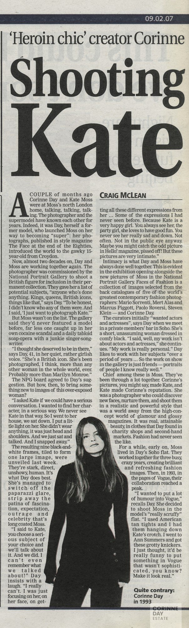 Heroin chic' creator Corinne Shooting Kate, Evening Standard, 9 Feb 2007 — Image 1 of 1