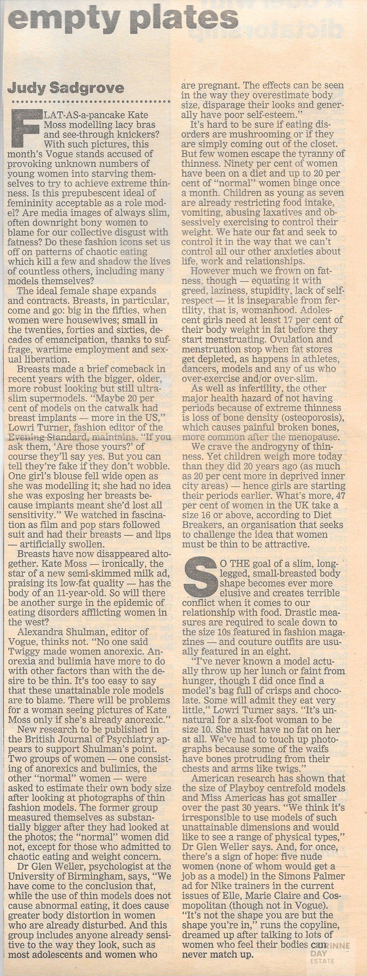 Fashion plates, empty plates, The Guardian, 27 May 1993 — Image 1 of 1
