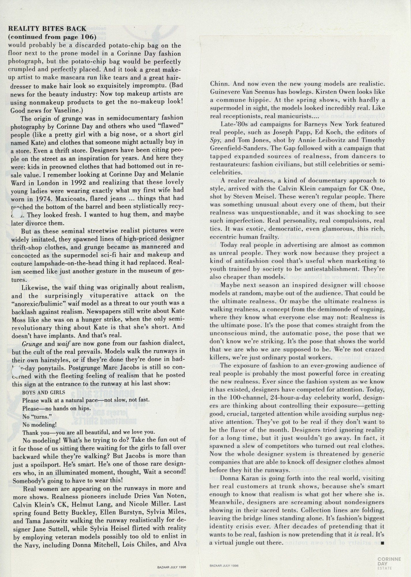 Reality Bites Back, Harper's Bazaar, Jul 1996 — Image 2 of 2